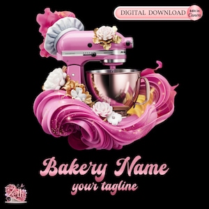Pink Bakery Logo, Baking Logo, Stylish Custom Pastry Logo, Cake Logo, Cupcake Logo, Modern Logo, Bakeshop Logo, Professional Logo Canva