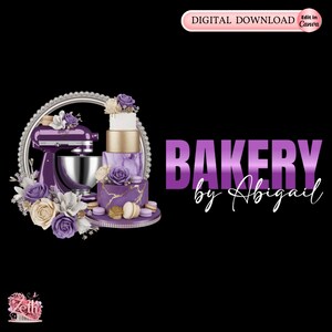 Purple Bakery Logo, Baking Logo, Stylish Custom Pastry Logo, Cake Logo Treats Cupcake Logo Modern Logo Bakeshop Logo Professional Logo Canva