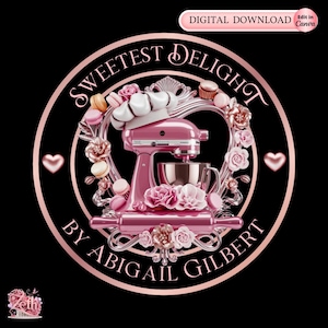 Pink Bakery Logo, Baking Logo, Stylish Custom Pastry Logo, Cake Logo Treats Cupcake Logo, Modern Logo Bakeshop Logo, Professional Logo Canva