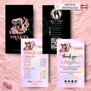 Modern Bakery Business Card, DIY Cake Logo Card Template, Editable Printable Business Card Design, Custom Sweets Canva Card, Treats Business
