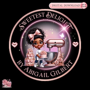 Chibi Girl Bakery logo, Baking logo, Stylish Custom Bakery/Pastry/Cake Logo Cupcake Logo Modern & Professional Logo Digital African American