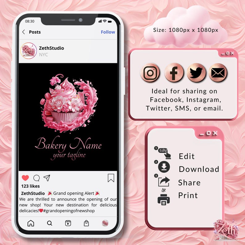 pink rose bakery logo design with floral element... Modern Pink Bakery Logo, Baking Logo, Stylish Custom Pastry Logo, Cake ...