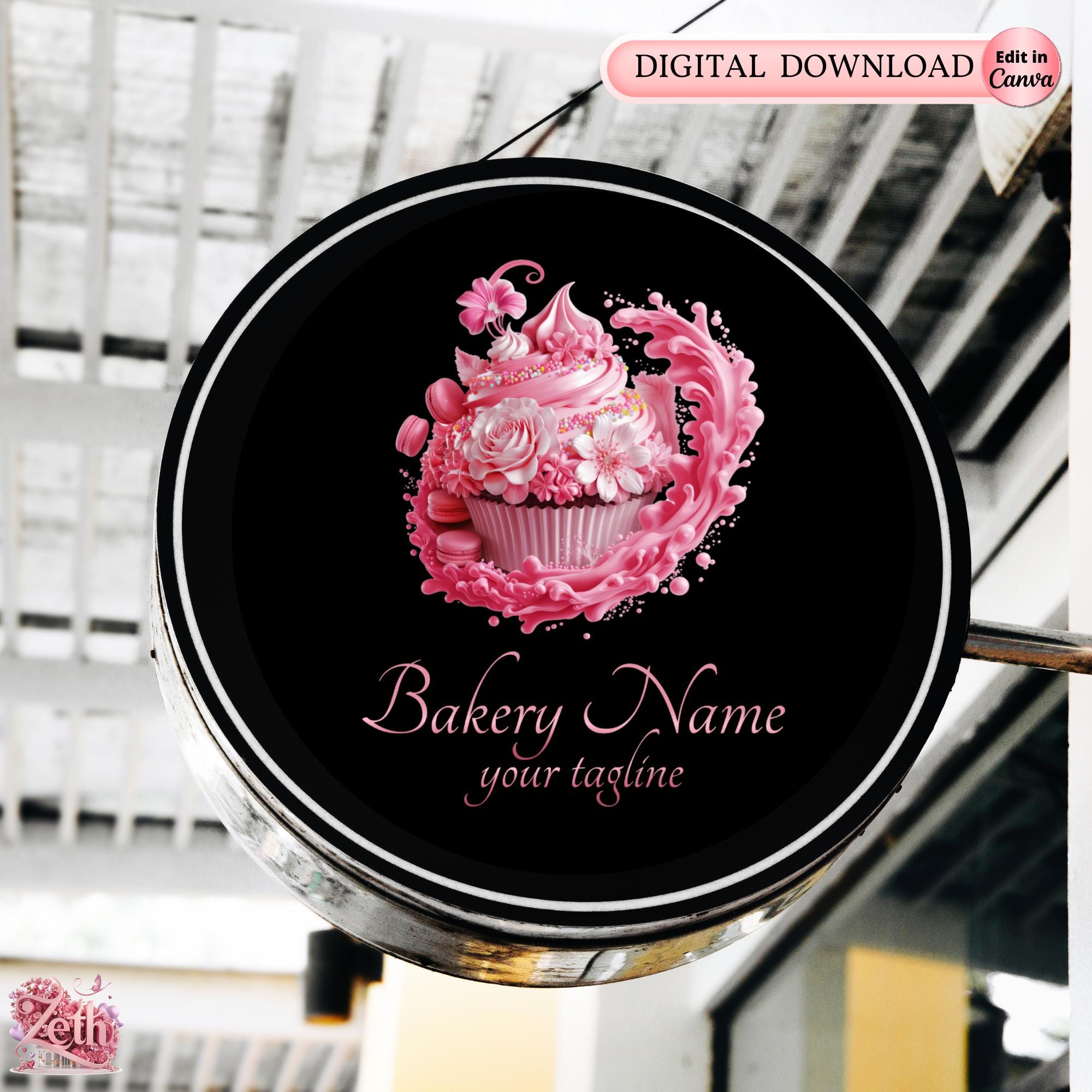 pink and white modern bakery logo Images High Quality... Modern Pink Bakery Logo, Baking Logo, Stylish Custom Pastry Logo, Cake ...