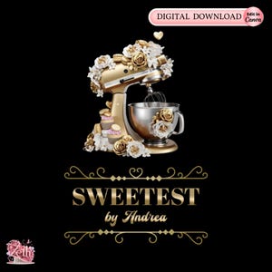 Gold Bakery Logo Template for Canva, Custom Baking Pastry Logo Design, Modern Cake Cupcake Shop Branding Stylish Sweets Treats Bakeshop Logo