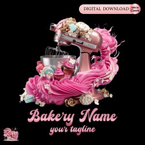 Pink Smoke Bakery Logo, Baking Logo, Stylish Custom Pastry Logo, Cake Logo, Cupcake Logo, Modern Logo, Bakeshop Logo Professional Logo Canva