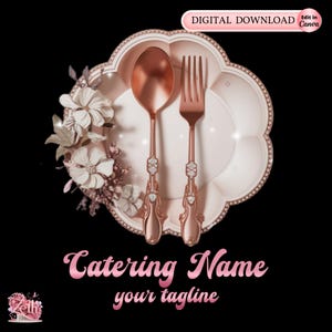 Custom Catering and Food Logo | Stylish Pastry, Cake, Party & Wedding Logo | Modern Bakeshop Branding | Editable Professional Logo in Canva