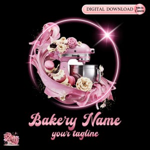 Pink Bakery Logo, Baking Logo, Stylish Custom Pastry Logo, Cake Logo, Treats Cupcake Logo, Modern Logo Bakeshop Logo Professional Logo Canva