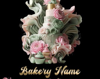 Bakery Branding Logo Template, Sweet Shop Canva Pro Editable DIY Download
