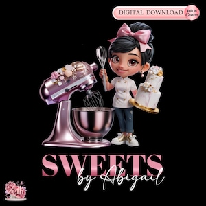 Chibi Girl Bakery logo, Baking logo, Stylish Custom Bakery/Pastry/Cake Logo, Cupcake Logo, Modern & Professional Digital Logo for Bakeshops