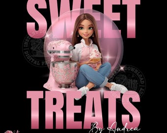 Chibi Girl Bakery Logo, Sweet Shop Logo Canva Pro Template, Modern Bakery Branding Editable Design