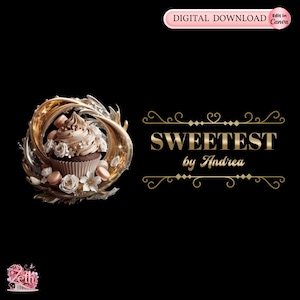 Goldenes Bäckerei-Logo, Back-Logo, stilvolles benutzerdefiniertes Gebäck-Logo, Kuchen-Logo, Leckereien Cupcake-Logo, modernes Logo Bakeshop-Logo Professionelles Logo Canva