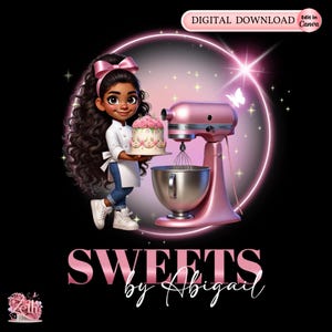 Chibi Girl Bakery logo, Baking logo, Stylish Custom Bakery/Pastry/Cake Logo, Cupcake Logo, Modern & Professional Digital Logo for Bakeshops