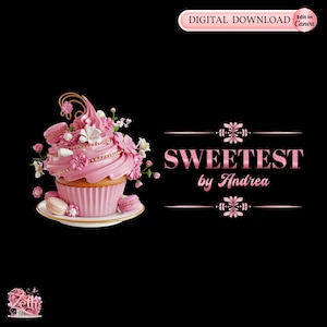 Pink Bakery Logo, Baking Logo, Stylish Custom Pastry Logo, Cake Logo, Cupcake Logo, Modern Logo Bakeshop Logo Treats Professional Logo Canva