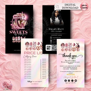 Modern Bakery Business Card, DIY Cake Logo Card Template, Editable Printable Business Card Design, Custom Sweets Canva Card, Treats Business