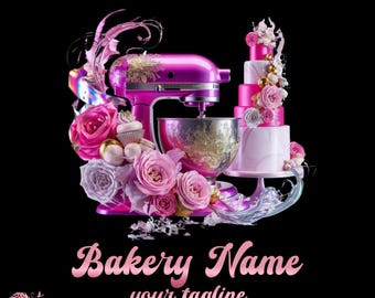 Pink Bakery Logo, Sweet Treats Shop Branding Canva Pro Template, Bakery Identity DIY