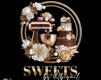 Bronze Bakery Logo Template for Canva, Custom Baking Pastry Logo Design, Modern Cake & Cupcake Shop Branding Stylish Professional Bakeshop