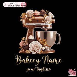 Gold Bakery logo, Baking logo, Stylish Custom Bakery/Pastry/Cake Logo, Cupcake Logo, Modern & Professional Digital Logo for Bakeshops, Canva