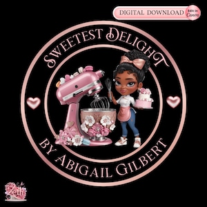Chibi Girl Bakery Logo, Baking Logo, Stylish Custom Pastry Logo, Cake Logo, Cupcake Logo, Modern Logo Bakeshop Logo Treats Professional Logo