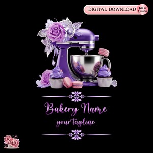 Purple Bakery Logo, Baking Logo, Stylish Custom Pastry Logo, Cake Logo Treats Cupcake Logo Modern Logo Bakeshop Logo Professional Logo Canva