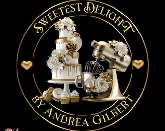 Gold Bakery Logo Template, Custom Baking Business Logo, Cake & Cupcake Shop Branding, Stylish Pastry Logo, Edit in Canva Pro