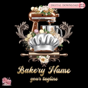 CAKE Business LOGO, Business Card Design Template , Pastry/Cupcake/Cake Business Logo Blue Bakery Design Creation Design Logo, Edit in Canva