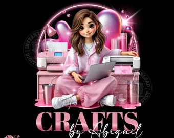 Pink Crafting Logo, Crafting Queen Logo Primate T-shirt Design Business Logo, Heat Press Logo, DIY Logo, Custom Printing Logo, Crafting Logo