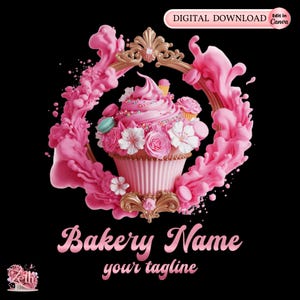 Modern Pink Bakery Logo, Baking Logo, Stylish Custom Pastry Logo, Cake Logo, Cupcake Logo, Modern Logo Bakeshop Logo Professional Logo Canva