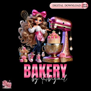 Pink Bakery Logo, Baking Logo, Stylish Custom Pastry Logo, Cake Logo, Treats Cupcake Logo, Modern Logo Bakeshop Logo Professional Logo Canva