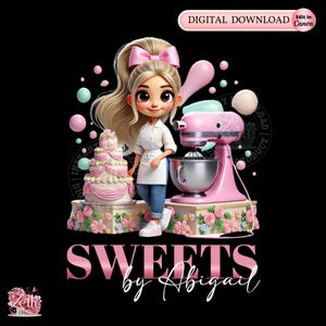 Pastel Bakery Logo, Blonde Hair Baker Logo, Stylish Custom Pastry Logo, Cake Logo, Treats Cupcake Logo Bakeshop Logo Professional Logo Canva
