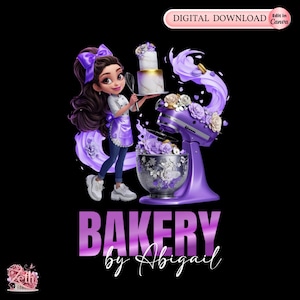 Chibi Girl Bakery Logo, Baking Logo, Stylish Custom Pastry Logo, Cake Logo, Cupcake Logo, Modern Logo Bakeshop Logo Treats Professional Logo