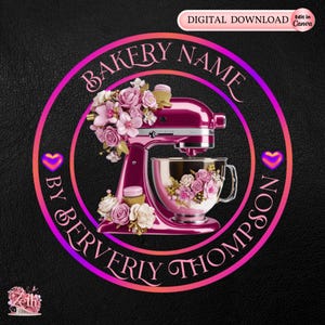 Bright Pink Bakery Logo, Modern Baking Logo, Custom Pastry Brand, Stylish Cake & Cupcake Logo, Editable Bakeshop Logo Edit in Canva Template