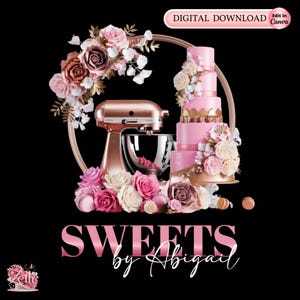 Rose Gold Bakery Logo, Baking Logo, Stylish Custom Pastry Logo, Cake Logo Treats Cupcake Logo Modern Logo Bakeshop Logo Professional Logo