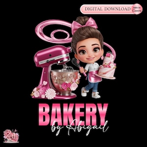 Chibi Girl Bakery Logo, Baking Logo, Stylish Custom Pastry Logo, Cake Logo, Cupcake Logo, Modern Logo Bakeshop Logo Treats Professional Logo