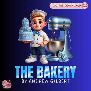 Blue Bakery Logo, Baking Logo, Stylish Custom Pastry Logo, Cake Logo, Cupcake Logo, Modern Logo, Men's Bakeshop Logo Professional Logo Canva