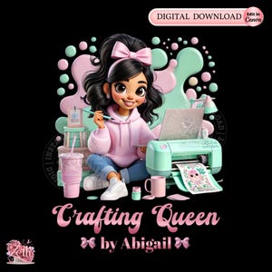 Pastel Crafting Logo, Crafting Queen Logo Primate T-shirt Design Business Logo, Heat Press Logo, DIY Logo, Black Hair Crafter, Crafting Logo