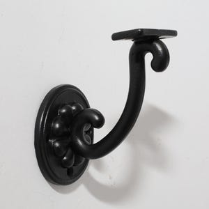 Heavy-Duty Handrail Bracket – Bannister & Balustrade Wall Mount for Stair Rails – Cast Iron Support Black – Decorative Stair Rail Holder