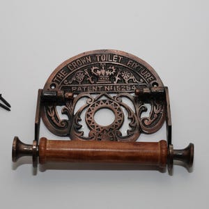 Toilet Roll Holder – Wall Mounted Antique Copper Hand Towel Holder – Vintage Victorian Decorative Bathroom Hardware – Rustic Paper Dispenser