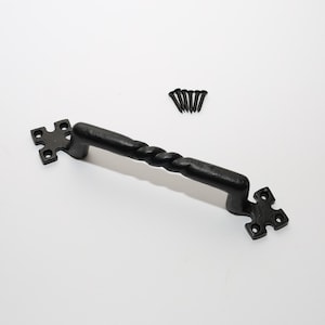Gothic Door Handles – Traditional Cast Iron Pulls – Vintage Tudor Gates, Cottages or Barn Door Hardware – Rustic Black Antique – Twisted