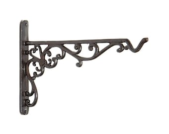 Victorian Hook Bracket – Cast Iron Scroll Design Wall Hanger – Antique Vintage Style for Lanterns, Planters, Signs, Bird Feeders