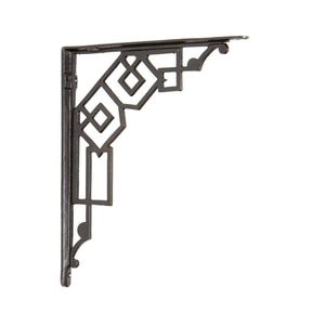 Heavy Duty Shelf Bracket – Cast Iron Art Deco Geometric Design – Vintage Rustic Glam – Decorative Wall mounted Storage – Shelving Support
