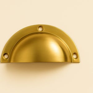 Solid Brass Cabinet Drawer Cup Pull Handles – Victorian Satin Brass/Gold Decorative – Vintage Kitchen Cupboard Door Furniture Hardware