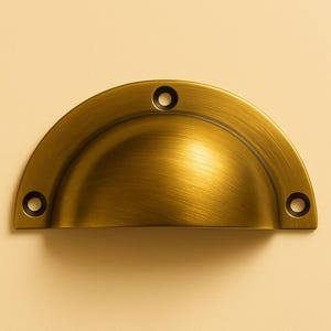 Solid Brass Cabinet Drawer Cup Pull Handles – Victorian Antique Brass/Gold Decorative – Vintage Kitchen Cupboard Door Furniture Hardware
