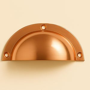 Solid Brass Cabinet Drawer Cup Pull Handles – Victorian Satin Copper/Rose Gold Decorative – Vintage Kitchen Cupboard Door Furniture Hardware