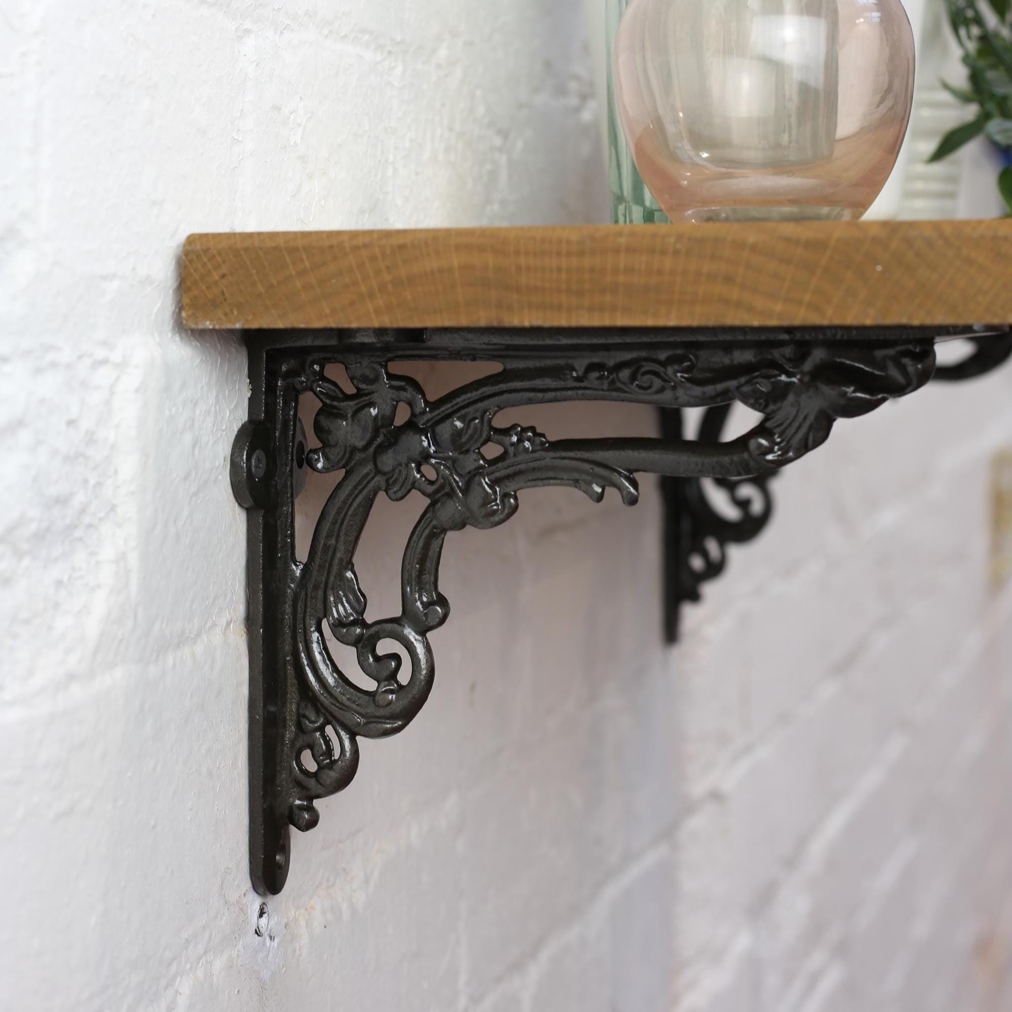 Lot De 2 Équerres Murales En Fonte - Style Baroque Vintage - Bronze - Pour étagère (max 15kg)