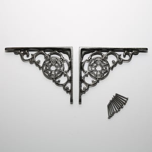 Heavy Duty Shelf Bracket – Cast Iron Gothic Cobweb Design Decorative Wall mounted Storage – Shelving Support – Vintage Rustic Style