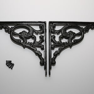 Heavy Duty Shelf Bracket – Cast Iron Snake Design – Gothic Mythical Serpent – Decorative Wall mounted Storage – Shelving Support – Vintage
