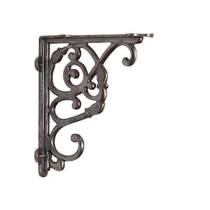 Heavy Duty Shelf Bracket – Solid Cast Iron Traditional Design – Dutch Decorative Wall mounted Storage – Shelving Support – Vintage Rustic