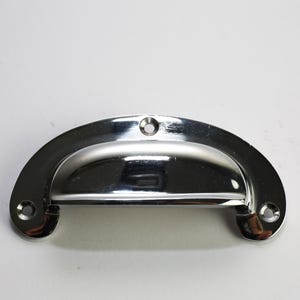 Solid Brass Cabinet Drawer Cup Pull Handles – Victorian Heritage Chrome/Silver Decorative – Vintage Kitchen Cupboard Door Furniture Hardware