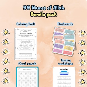Complete Islamic Learning System for Kids | 99 Names of Allah Bundle | Workbook, Flashcards & Activities Printable (Ages 4–10)
