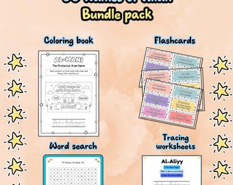 Complete Islamic Learning System for Kids | 99 Names of Allah Bundle | Workbook, Flashcards & Activities Printable (Ages 4–10)